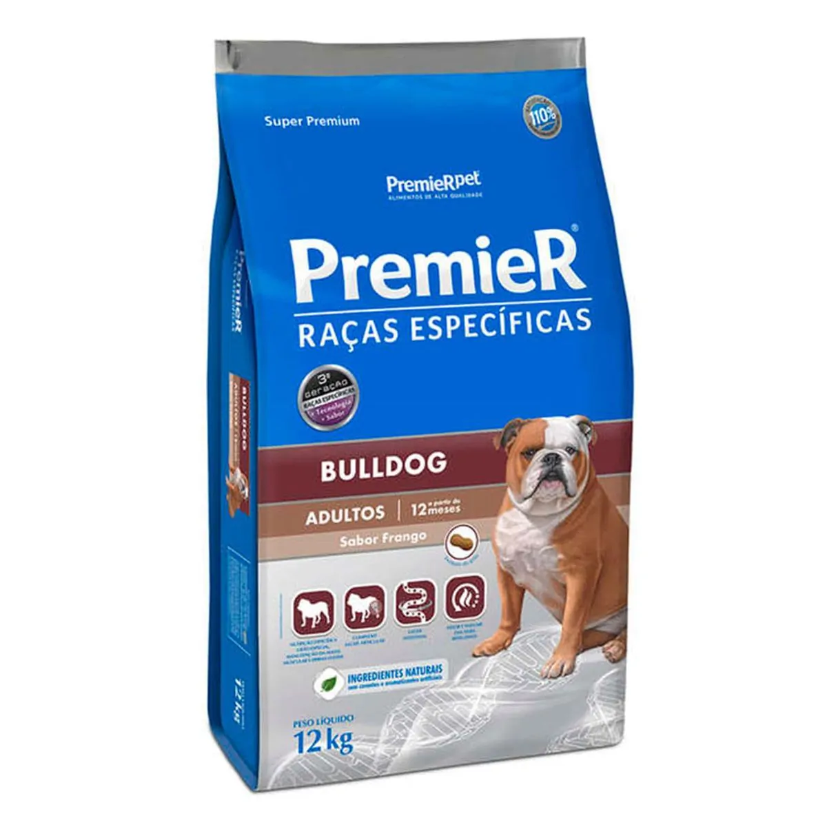 Ração Seca Super Premium para Cães Adultos da Raça Bulldog Premier 12kg