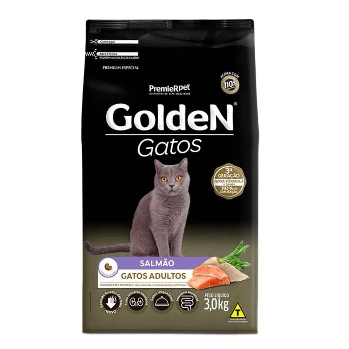 Ração Golden Gatos Adultos Salmão 3kg
