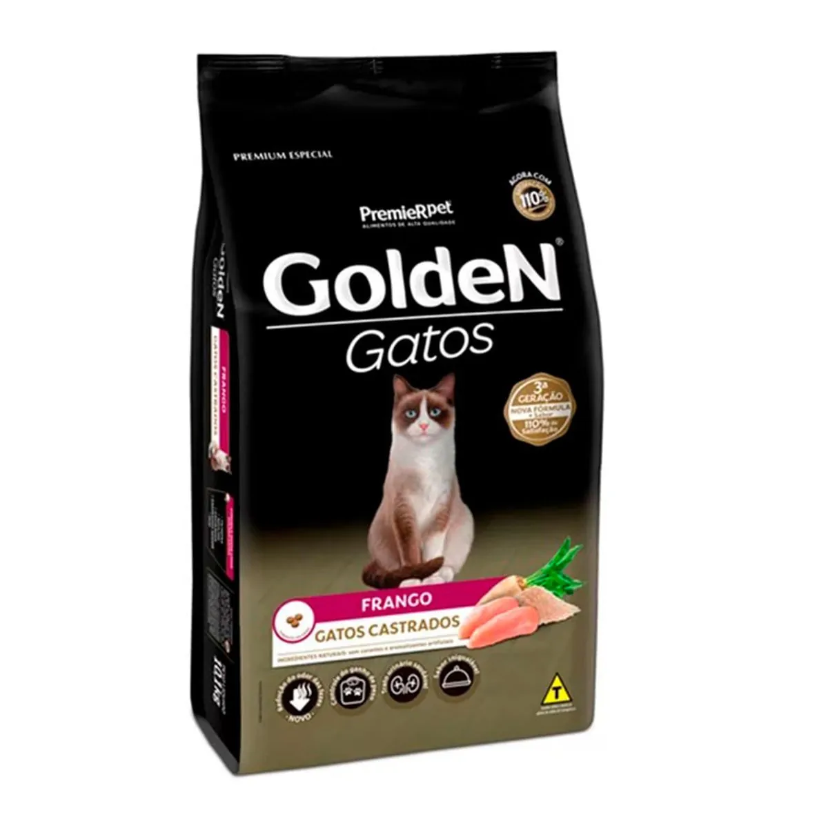 Ração Golden Gatos Adultos Castrados Frango 10,1kg