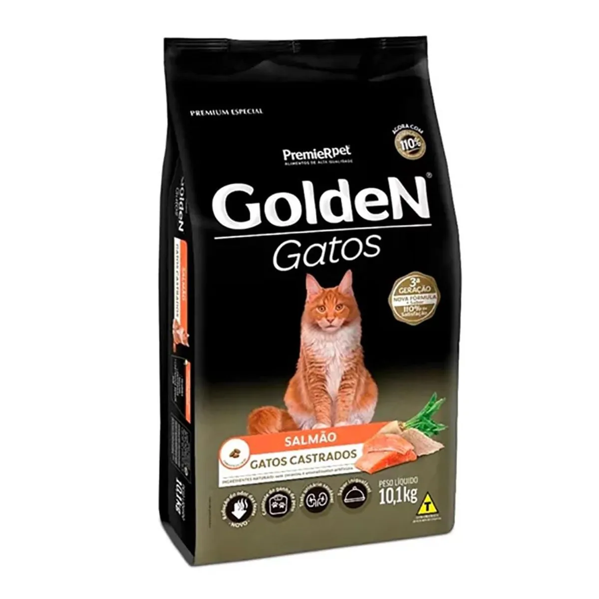 Ração Golden Gatos Adultos Castrados Salmão 10,1kg