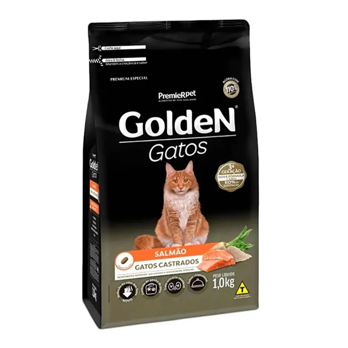 Ração Golden Gatos Castrados Sabor Salmão 1kg