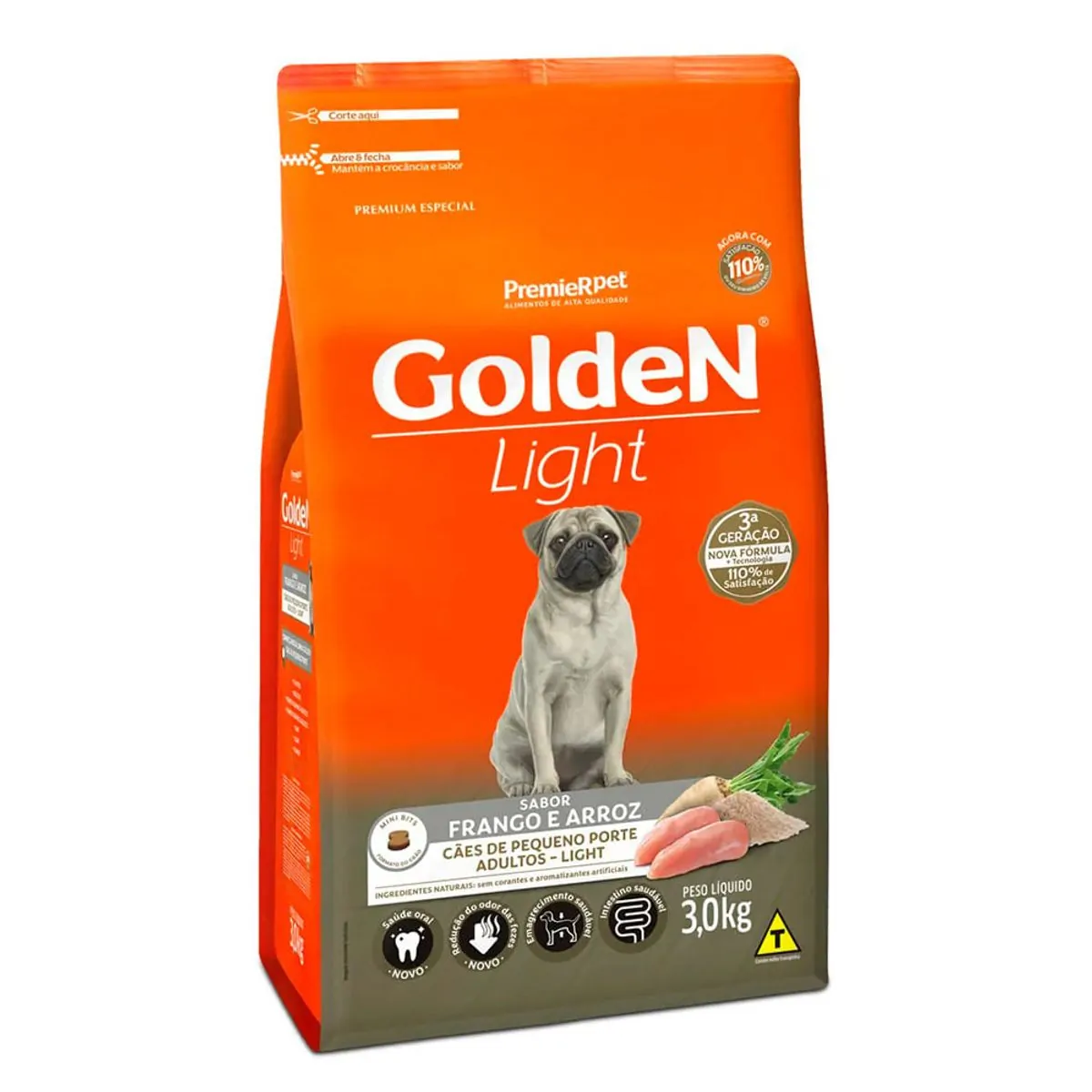 Premier Pet Golden Fórmula Light Mini Bits Pacote 3 Kg