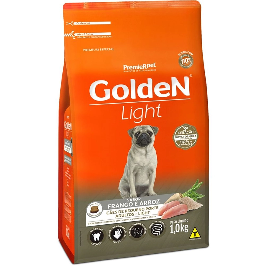 Ração para Cães Adultos Raças Pequenas Golden Fórmula Light Frango e Arroz 1kg