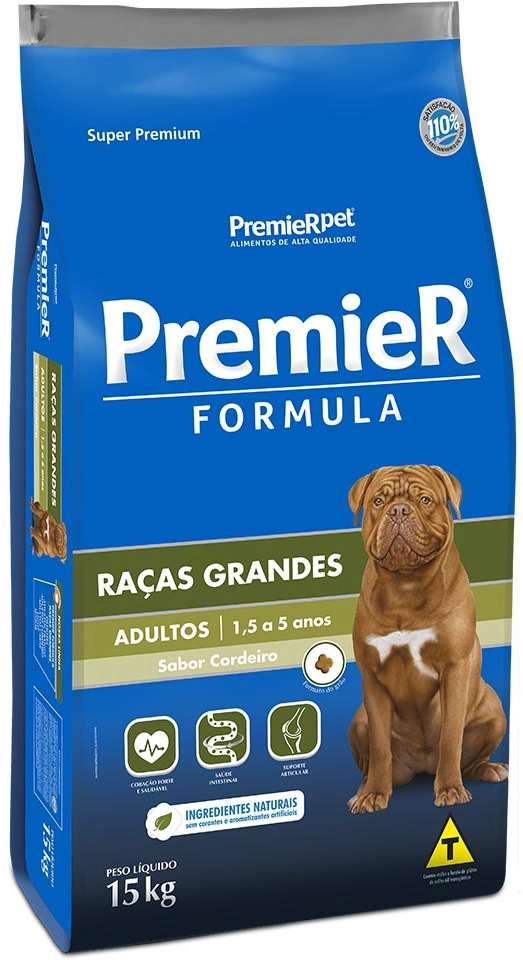 Ração Seca Super Premium para Cães Adultos Raças Grandes Cordeiro Premier 15kg