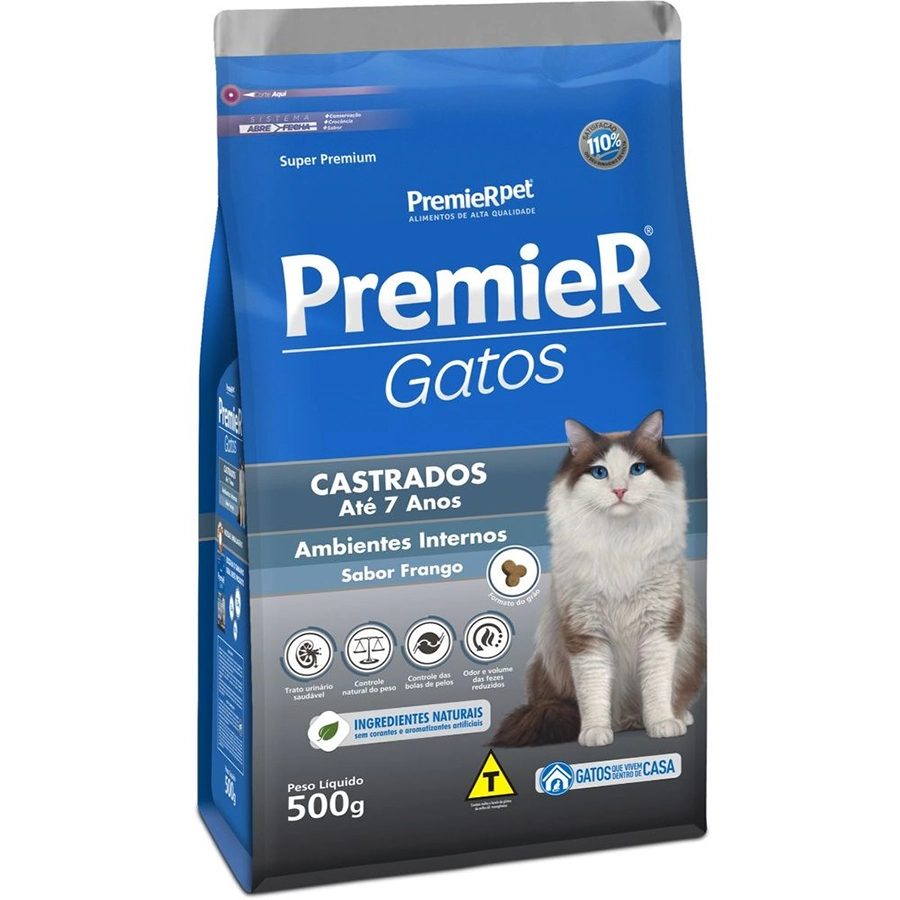 Premier Amb Int Gato Ad Ate 7 Frango 500g