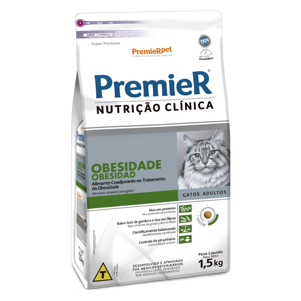Premier Nutrição Clinica Gatos Obesidade 1,5kg