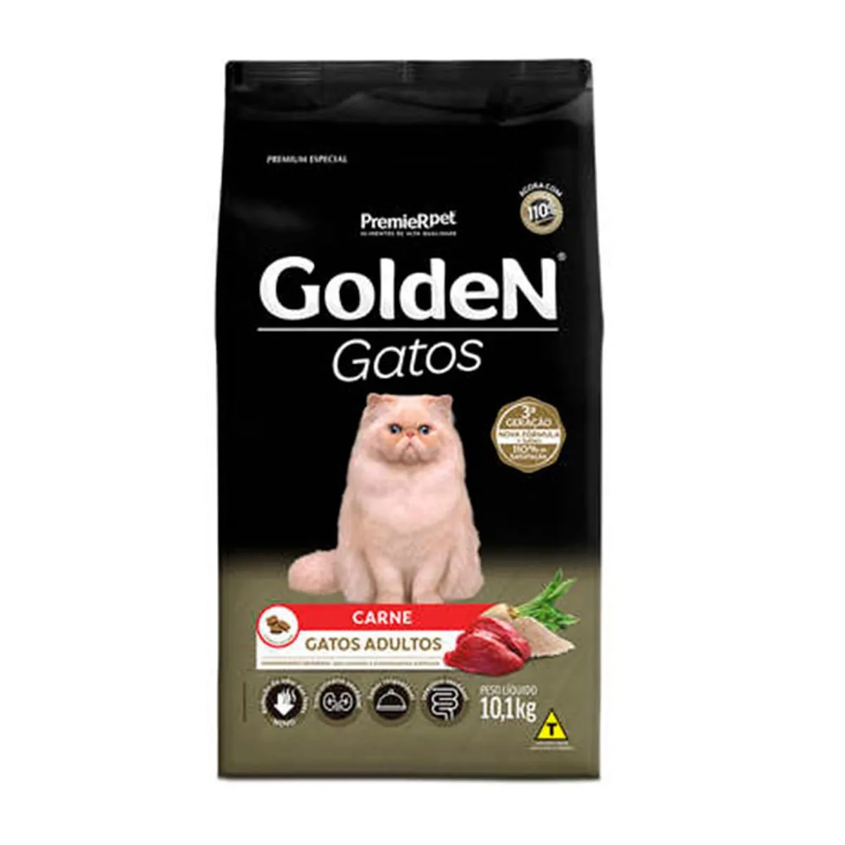 Ração Golden Gatos Adultos Carne 10,1kg