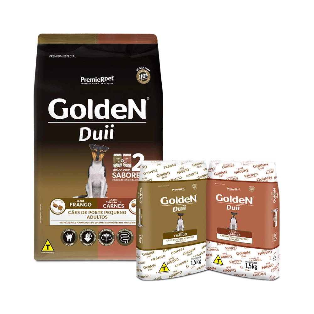 Ração para Cães Adultos Raças Mini Golden Fórmula Duo Frango e Carne 3kg