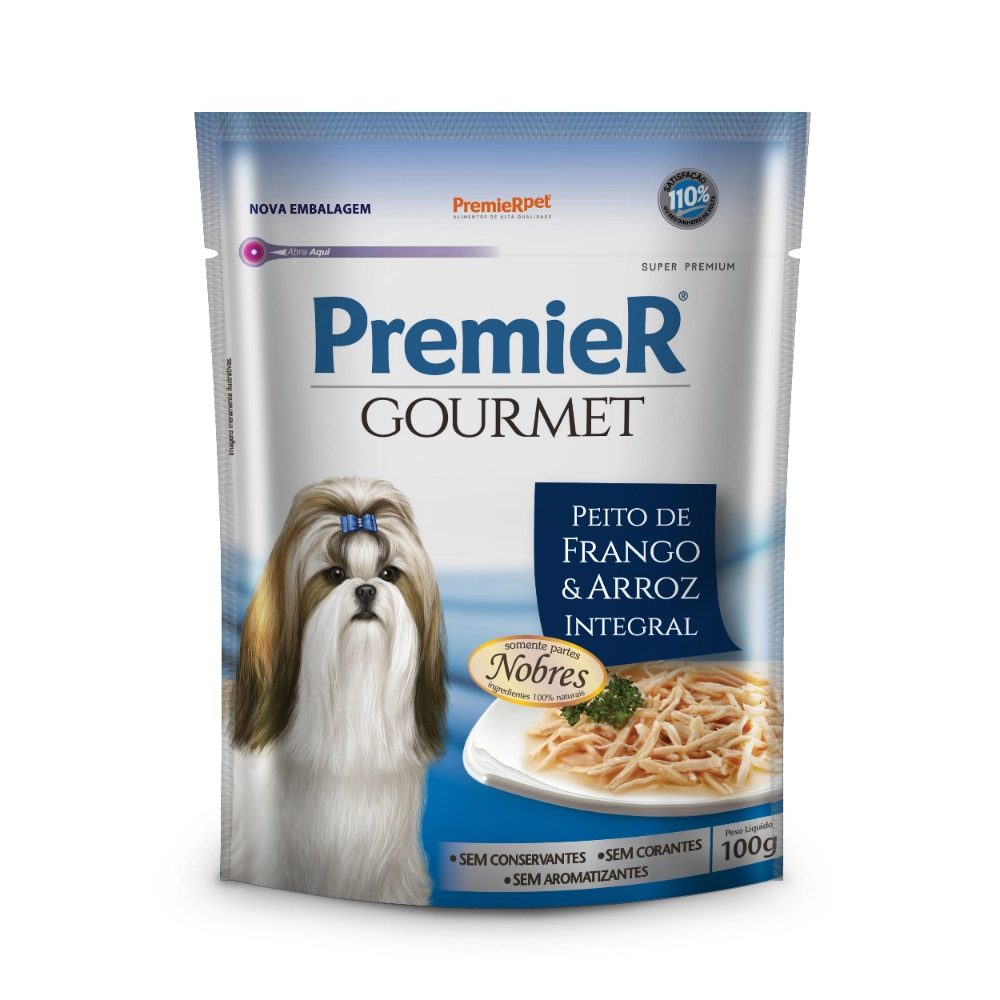 Ração úmida Premier Gourmet Para Cães Sabor Peito De Frango E Arroz Integral 100g