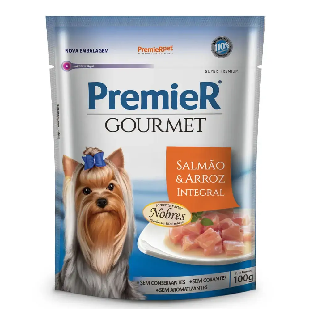 Ração úmida Premier Gourmet Para Cães Sabor Salmão E Arroz Integral 100g