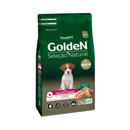 Ração para Cachorro Filhote Raças Mini Golden Seleção Natural Frango e Arroz 3kg