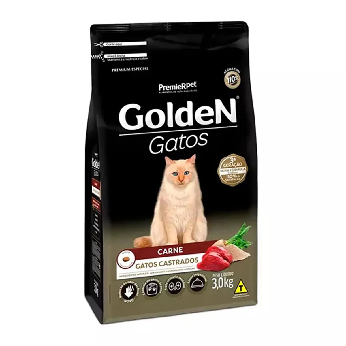 Golden Gato Castrado Carne 3kg 25232