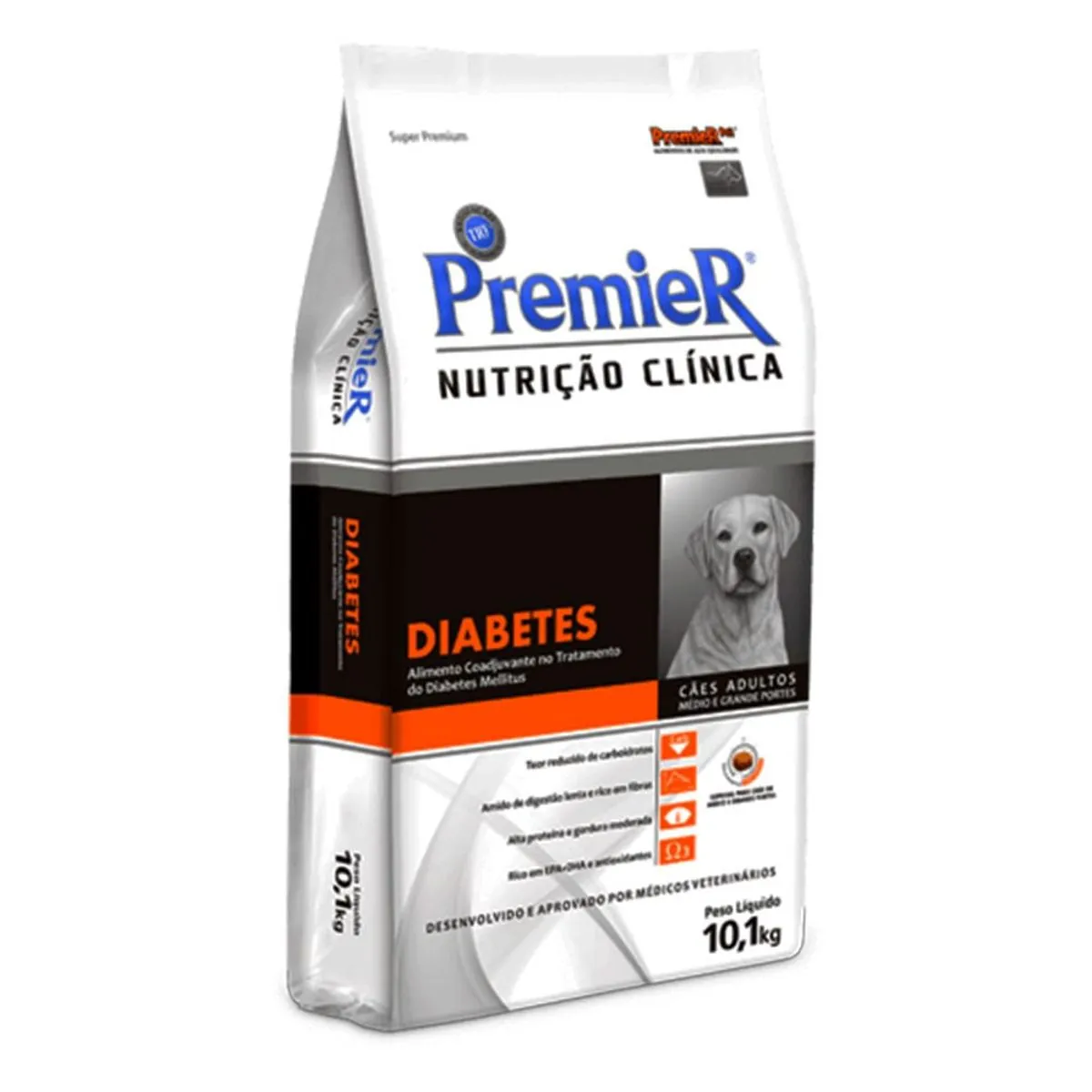 Ração Seca Nutrição Clínica para Cães Adultos Diabéticos Raças Grandes Premier 10,1kg
