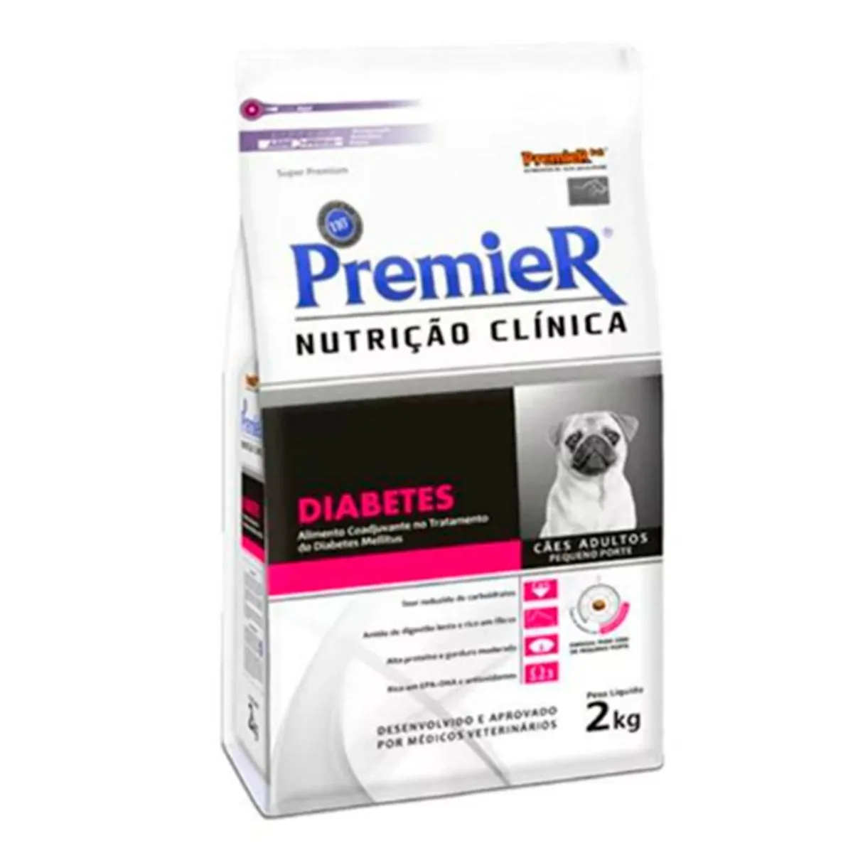 Ração Seca Nutrição Clínica para Cães Adultos Diabéticos Raças Pequenas Premier 2kg