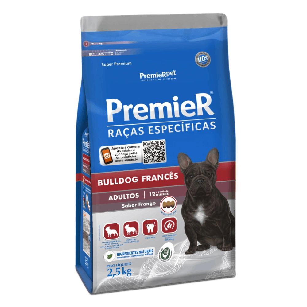 Ração Premier Raças Específicas Bulldog Francês Para Cães Adultos, 2,5kg Premier Pet Raça Adulto,