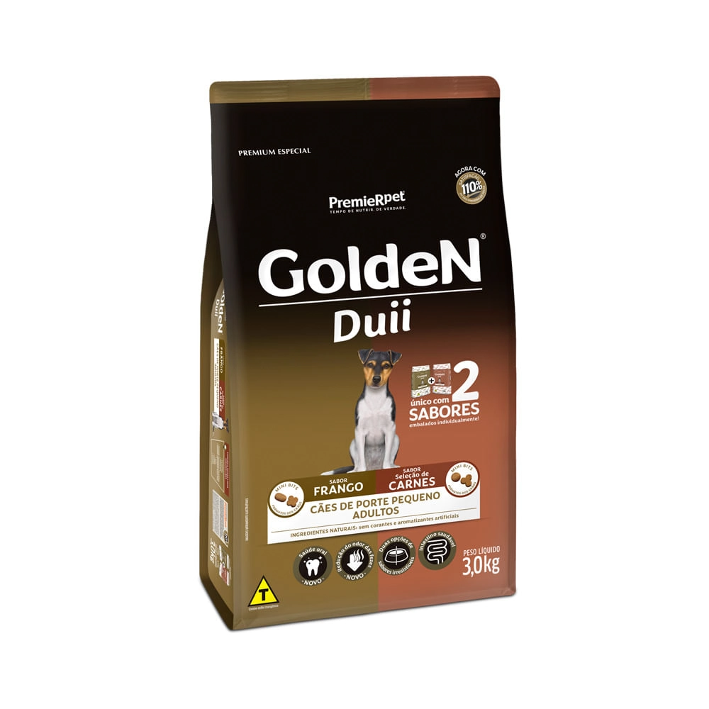Ração Golden Duii Cães Adultos Porte Pequeno Frango e Carne