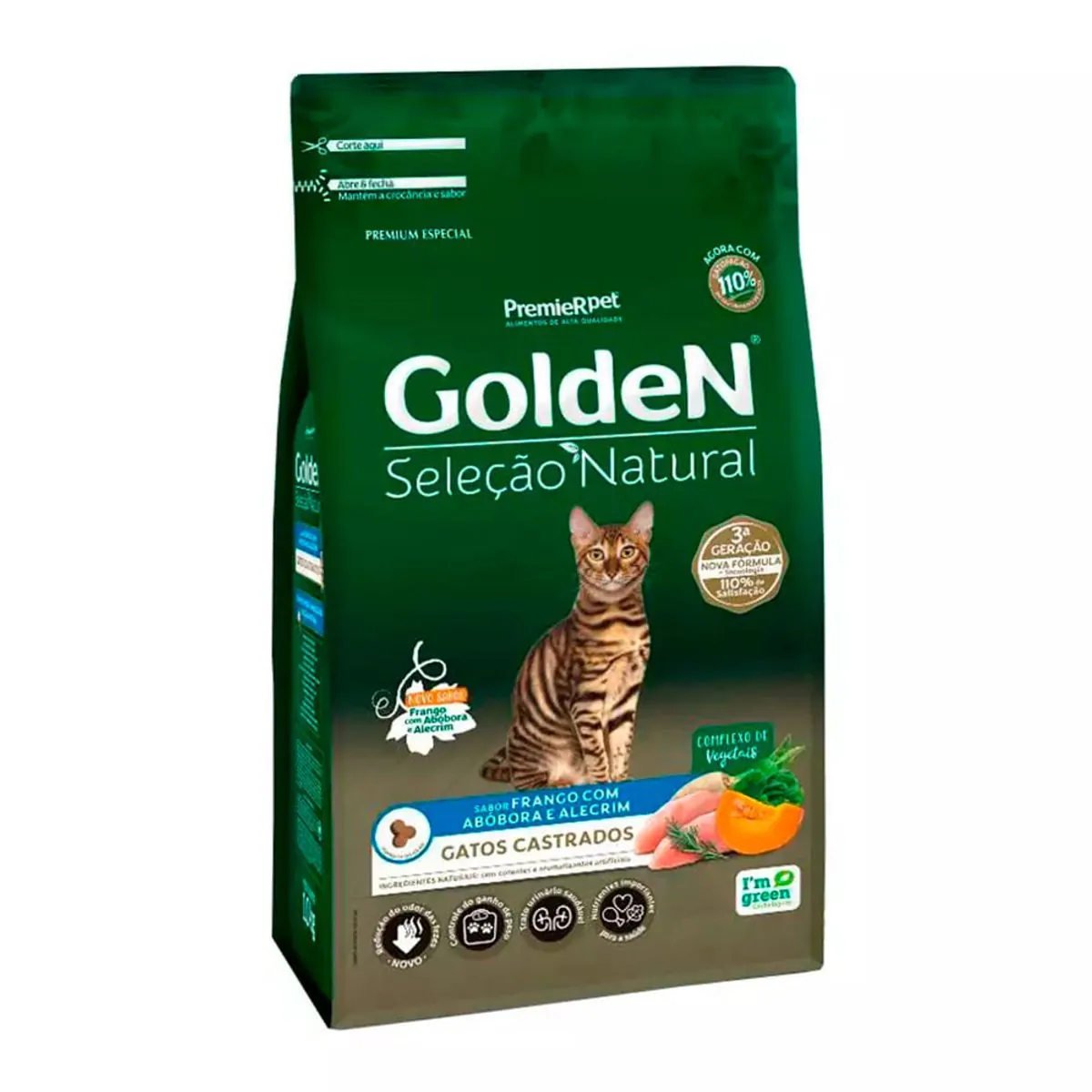 Golden Gatos Selecao Natural Adultos Frango E Abobora 3kg