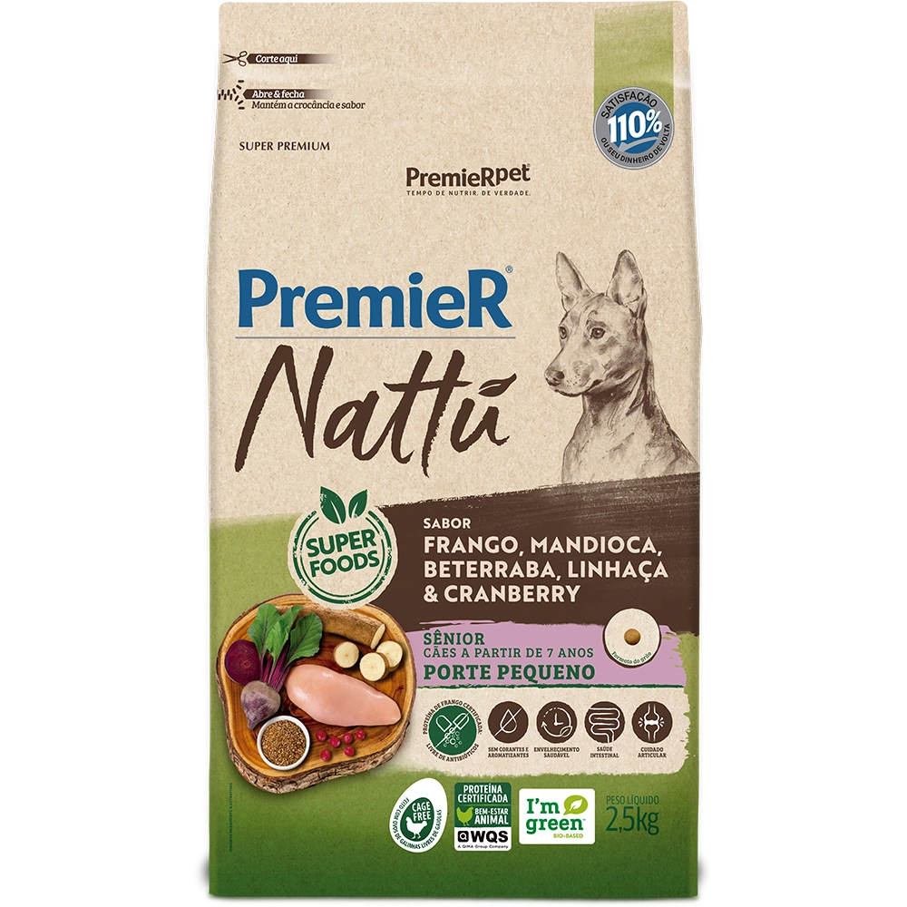Premier Nattu Caes Adult Racas Peq Senior Mandioca 2 5 Kg