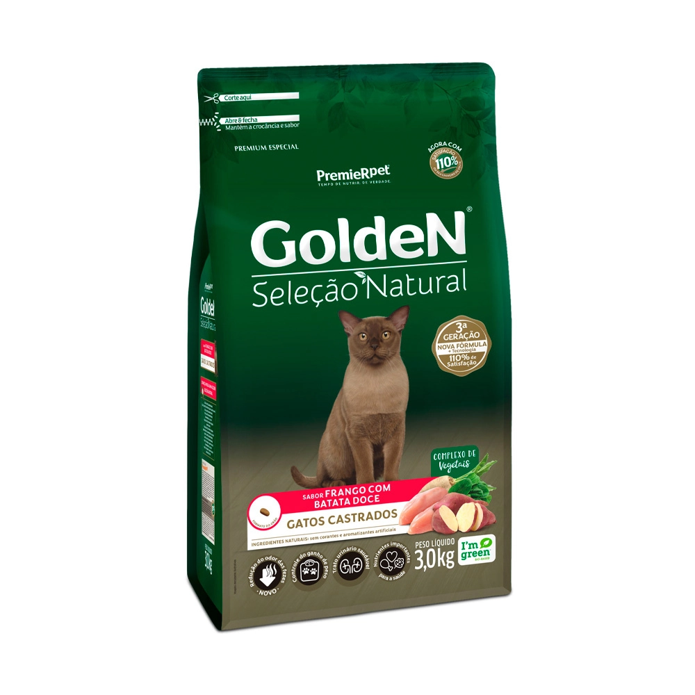 Golden Selecao Natural Gato Cast. Batata 3kg