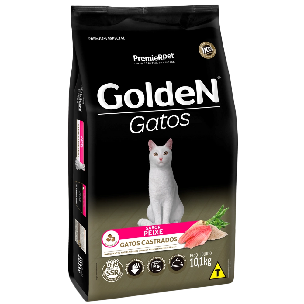 Ração Para Gatos Castrados Peixe Golden 10,1kg