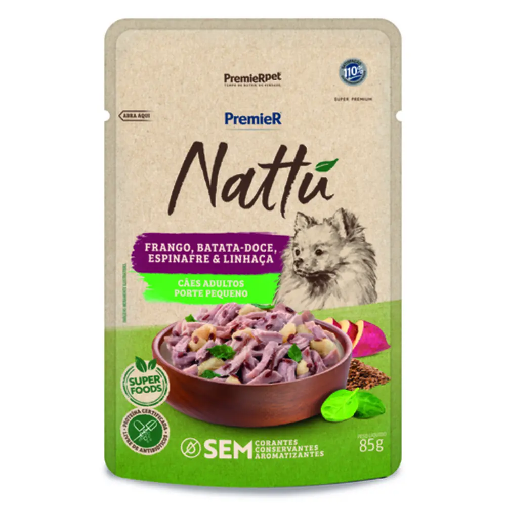 Sache Nattu Cao Adulto Porte Peq Frango Batata Doce 85279155
