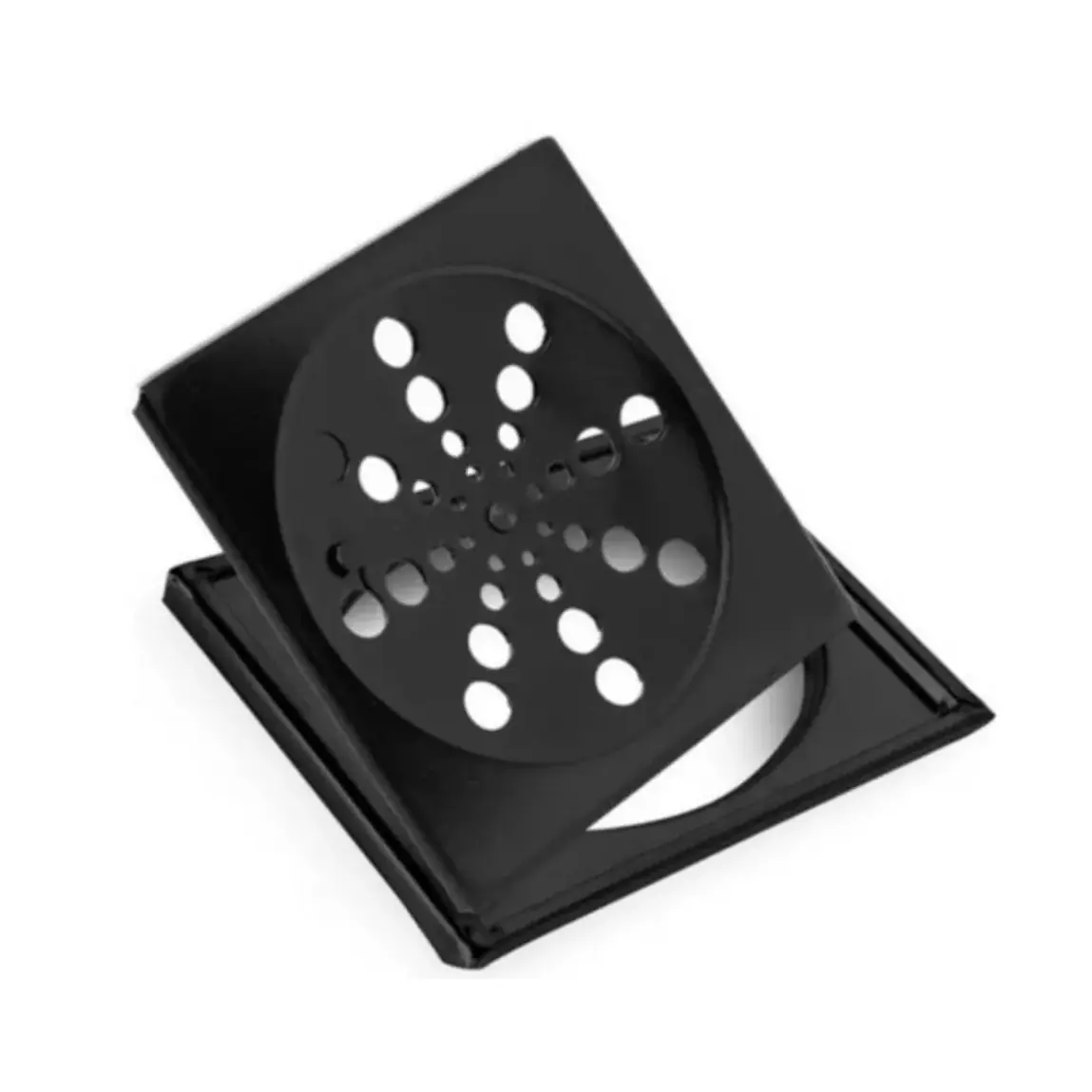 Ralo Grelha Black Preto 10x10 Quadrado Com Caixilho Fecho Sistema Abre E Fecha Para Banheiro
