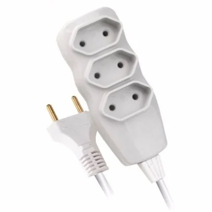 Extensão Elétrica Fc New Bipolar Pp 10m Branca 03 Tomadas 24174