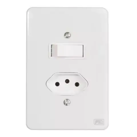 Interruptor Simples 1 Tecla + 1 Tomada 20A C/ Placa Homelink
