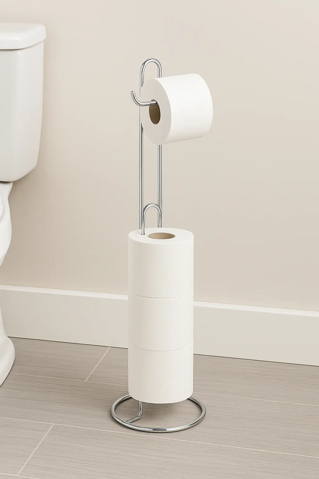 Porta Papel Higiênico De Metal 15x15x54cm Jolitex Mek Florenza
