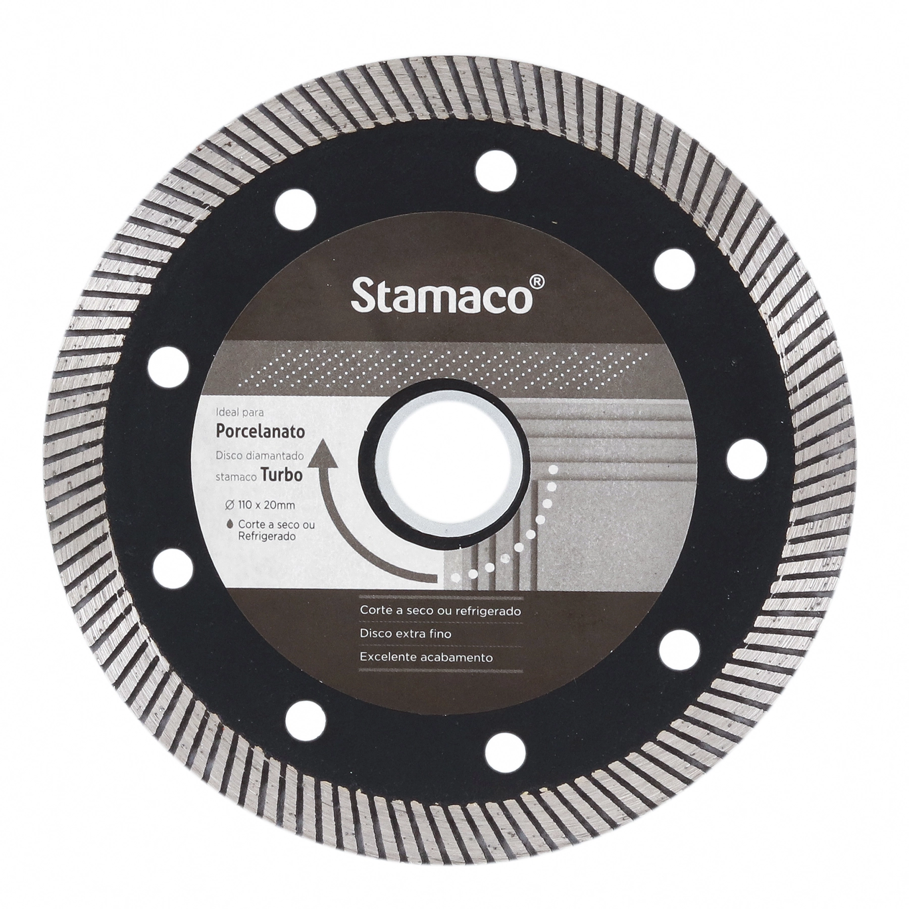 Disco de Corte Diamantado para Porcelanato e Cerâmica 4.3/8" 110mm 1 unidade Stamaco