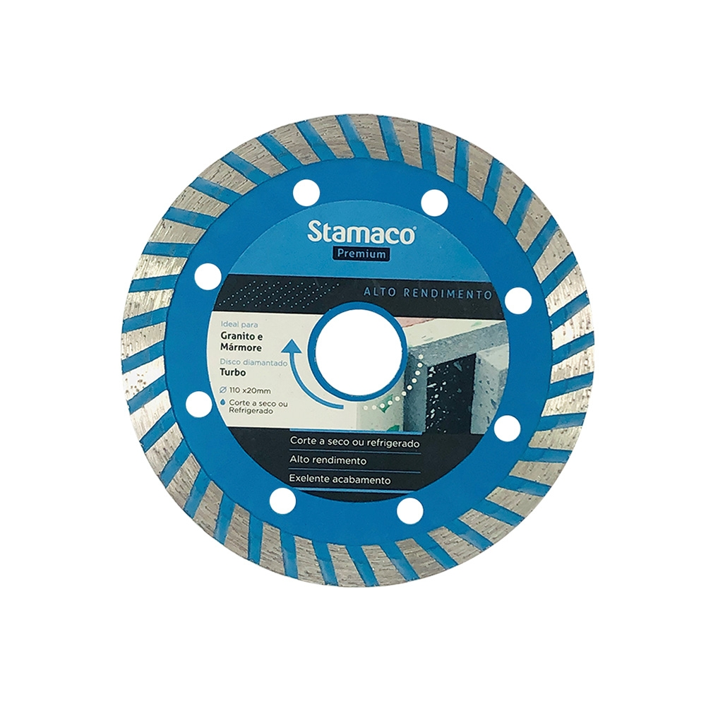 Disco de Corte Diamantado para Porcelanato e Cerâmica 4.3/8" 110mm 1 unidade Premium Stamaco