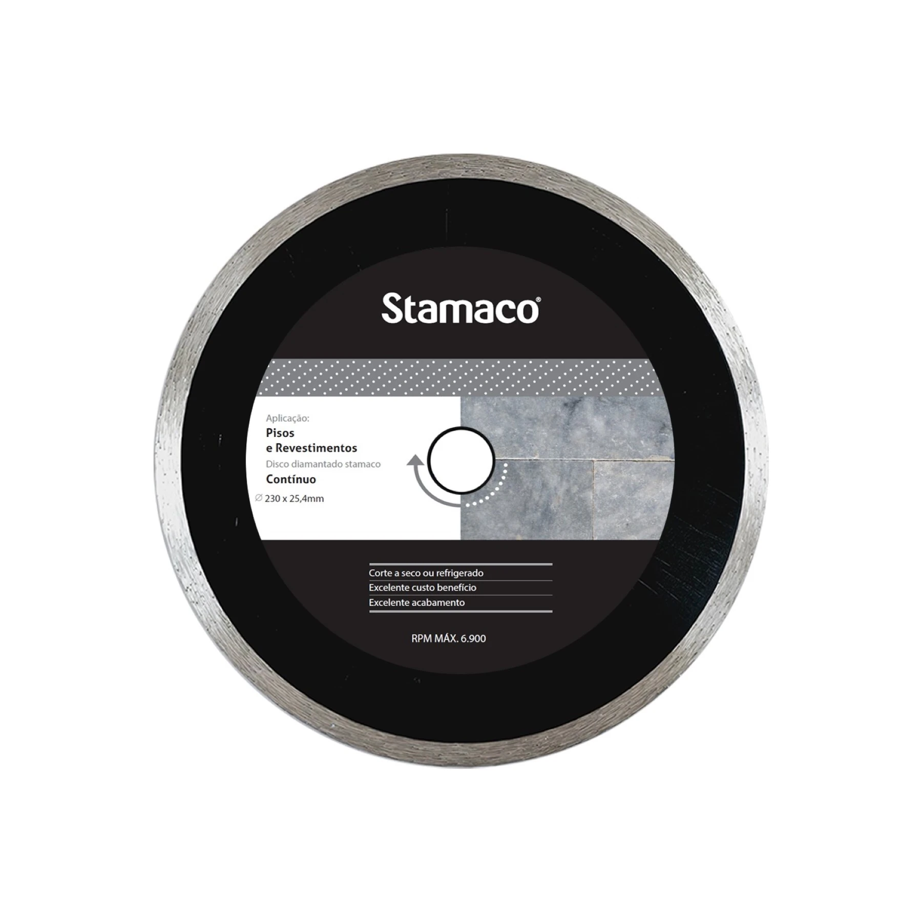 Disco de Corte Diamantado para Porcelanato e Cerâmica 9" 230mm 1 unidade Stamaco