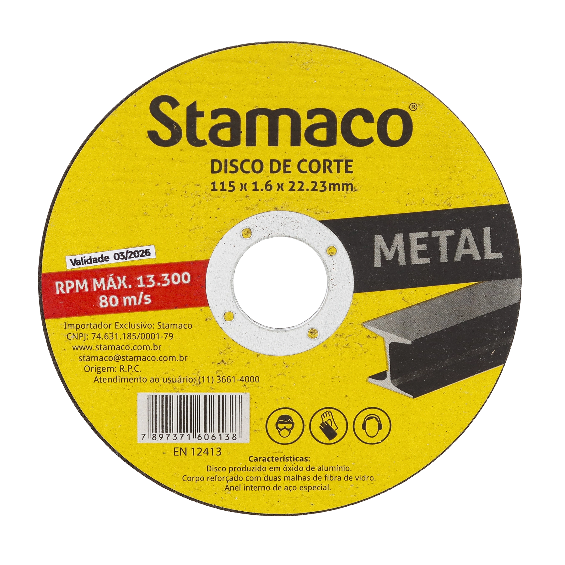 Disco Corte Metal 115x22mm Stamaco