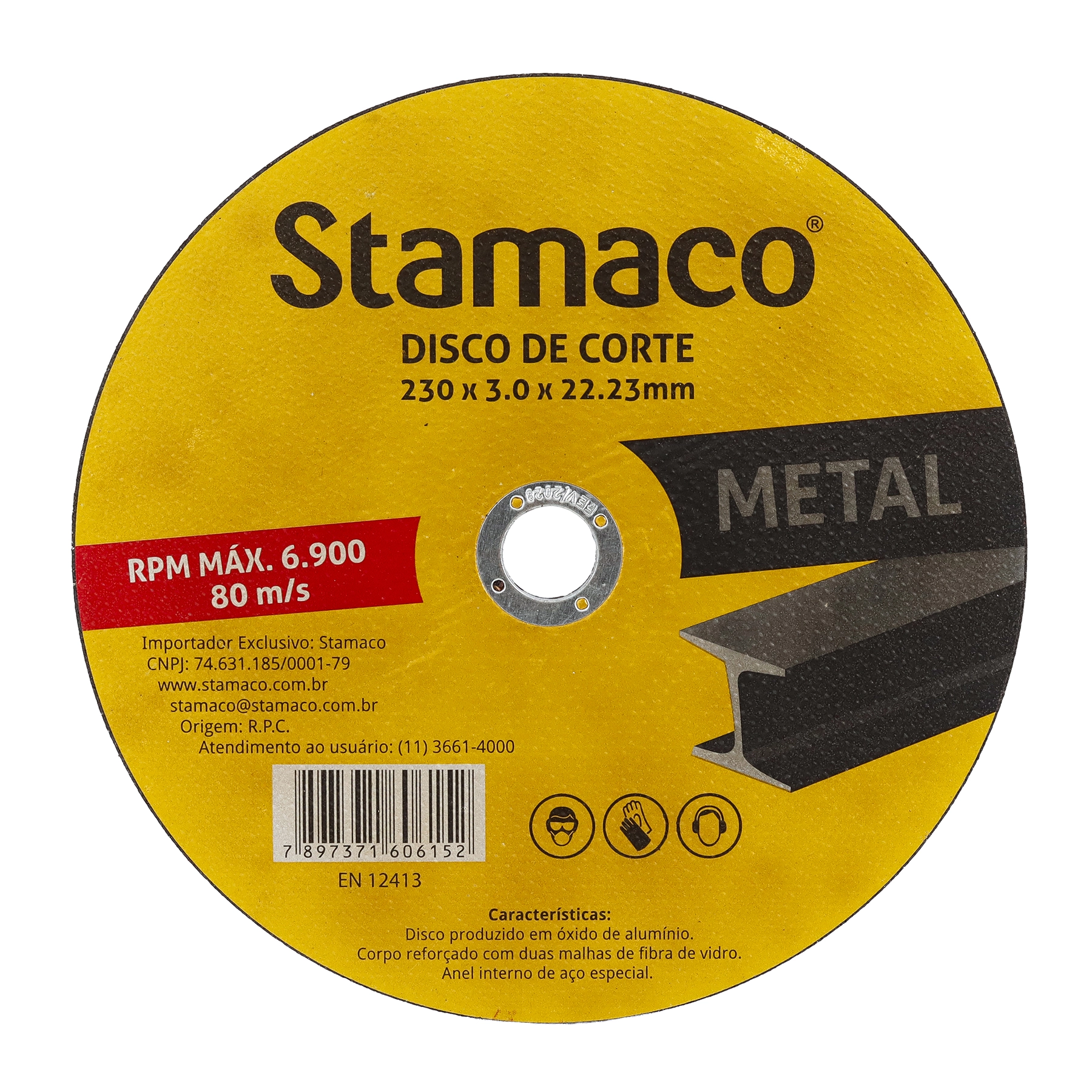 Disco de Corte Abrasivo para Metal 9" 230mm 1 unidade Abrasivo Stamaco
