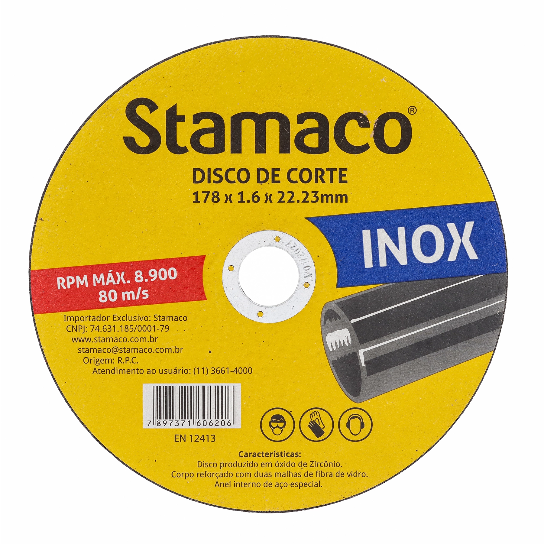 Disco de Corte Abrasivo para Inox 7" 178mm 1 unidade Abrasivo Stamaco