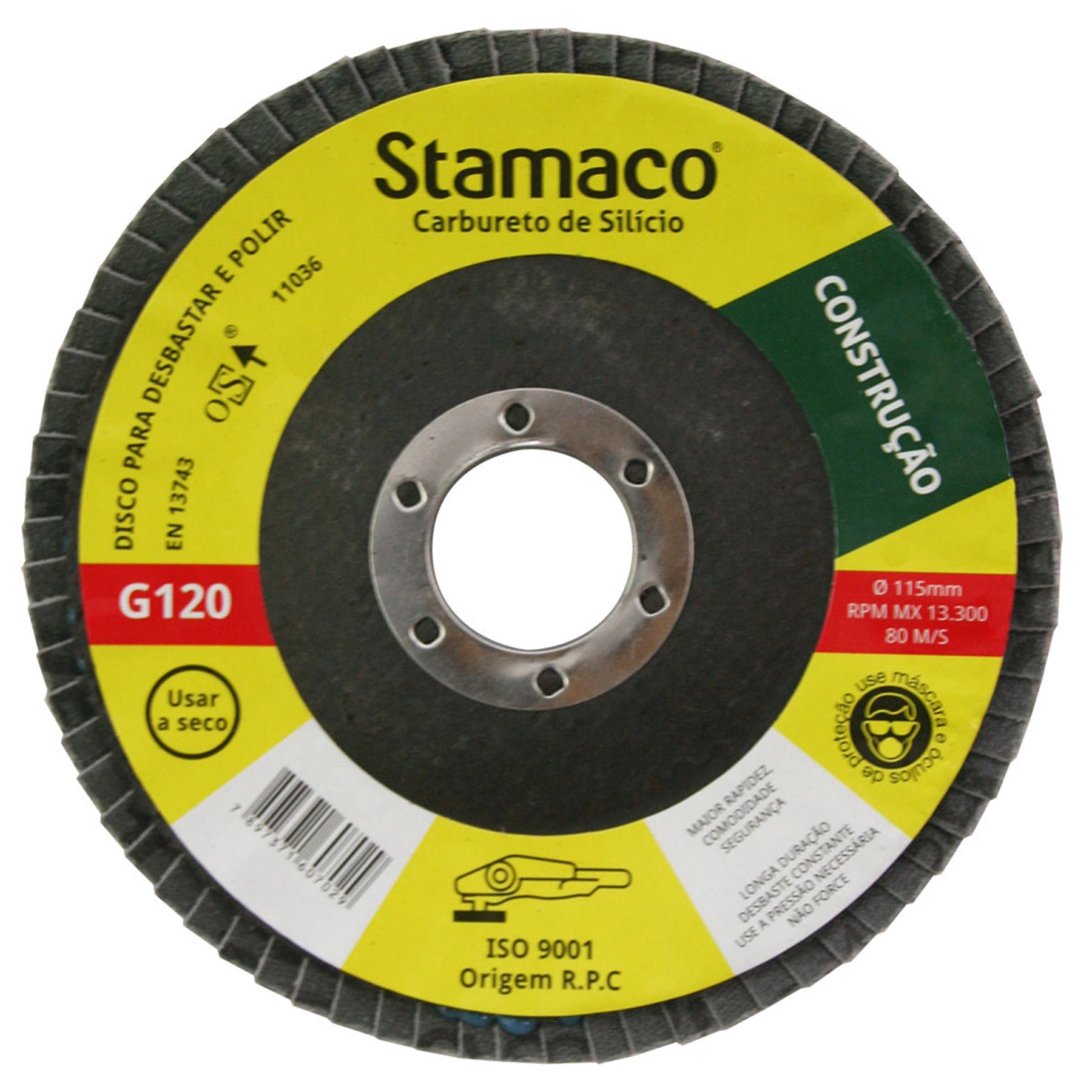 Disco Flap para Multimaterial Grão 120 115mm 4.1/2" 1 unidade Stamaco