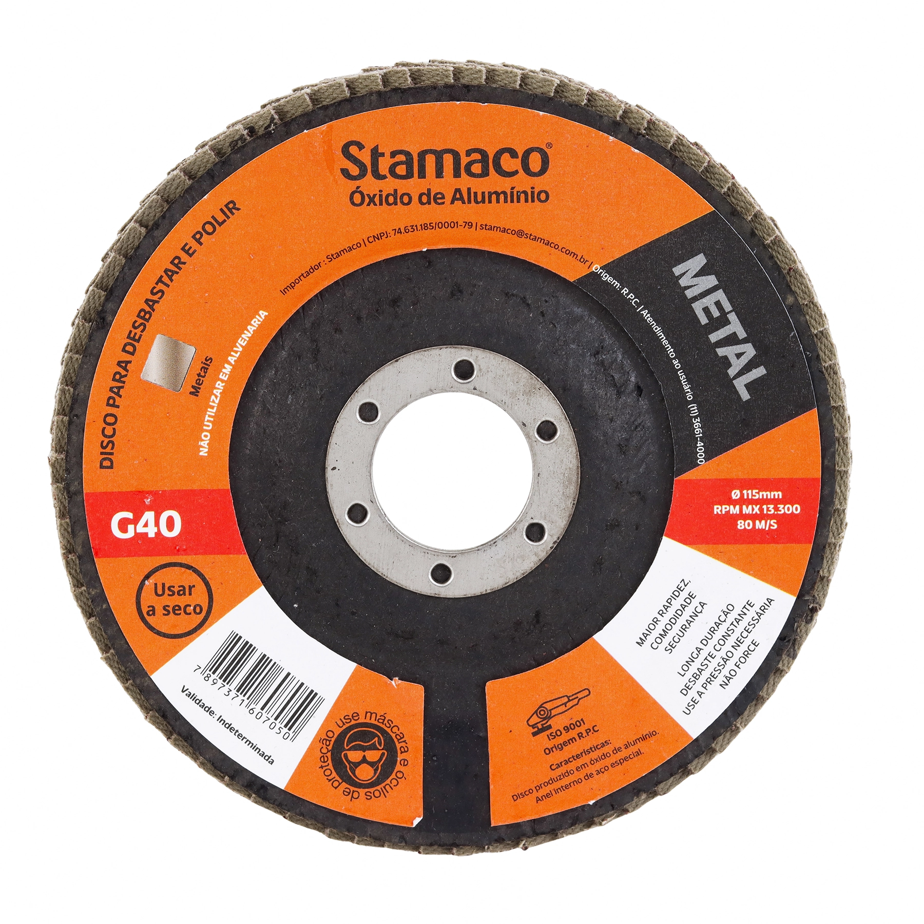 Disco Flap para Metal Grão 40 115mm 4.1/2" 1 unidade Stamaco