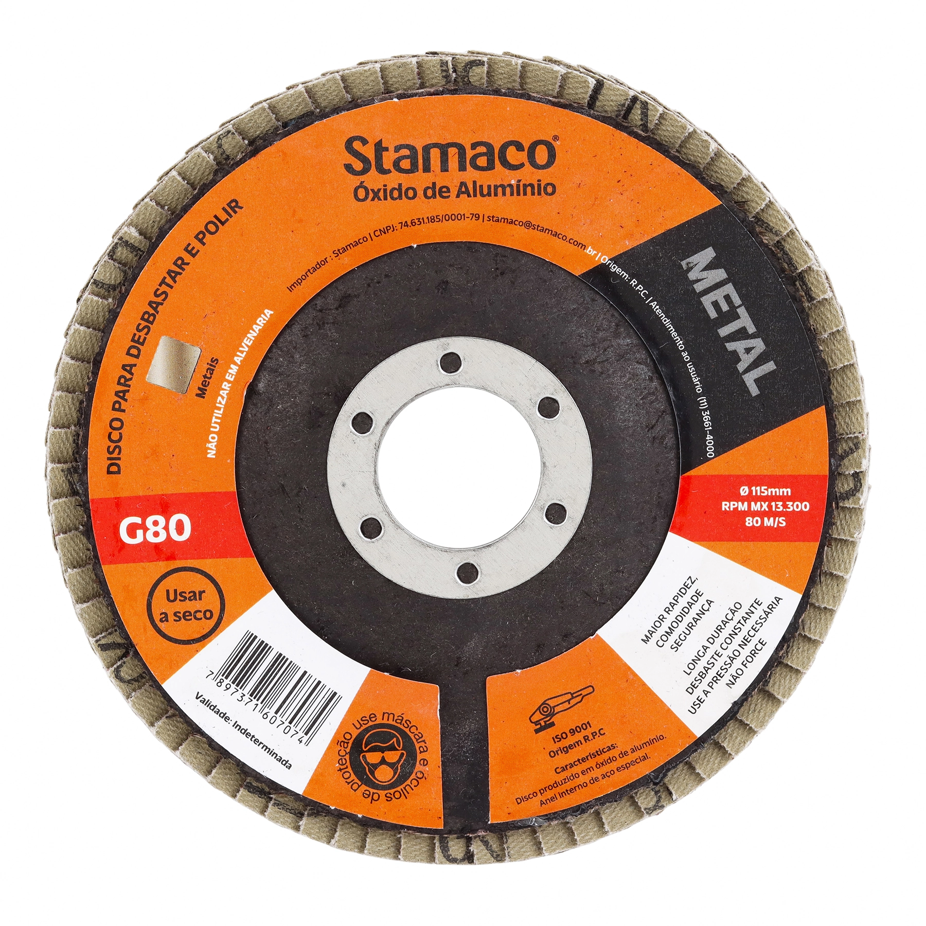 Disco Flap para Metal Grão 80 115mm 4.1/2" 1 unidade Stamaco