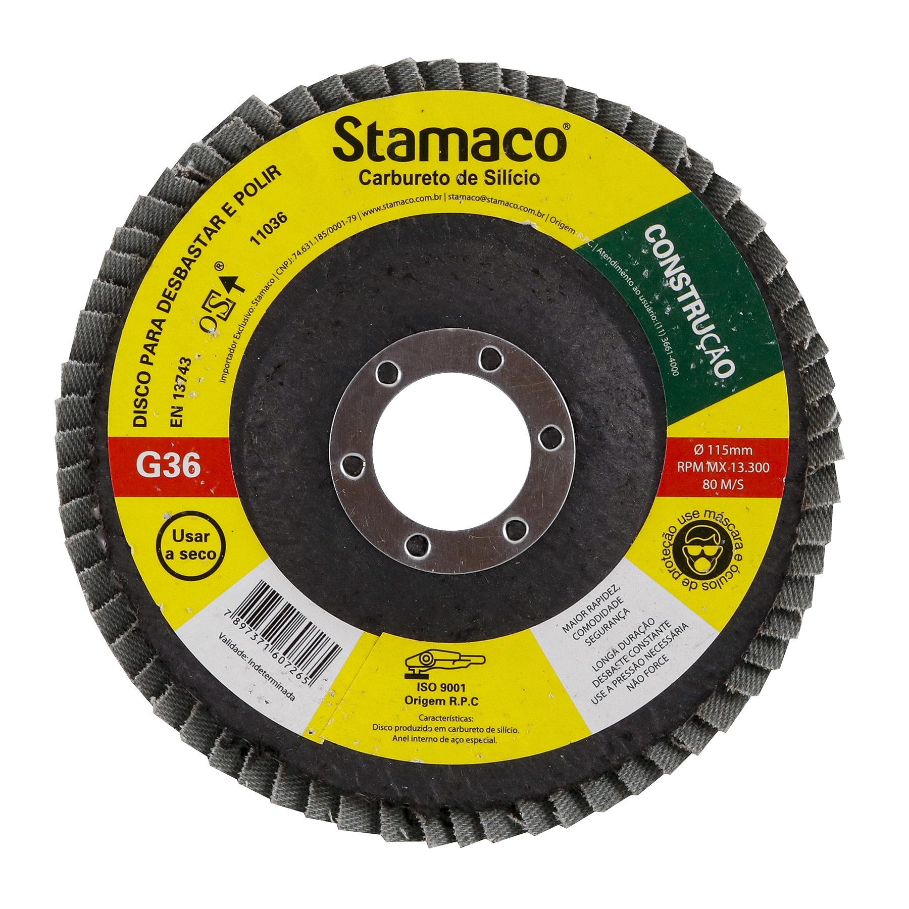 Disco Flap para Metal Grão 36 115mm 4.1/2" 1 unidade 7265 Stamaco