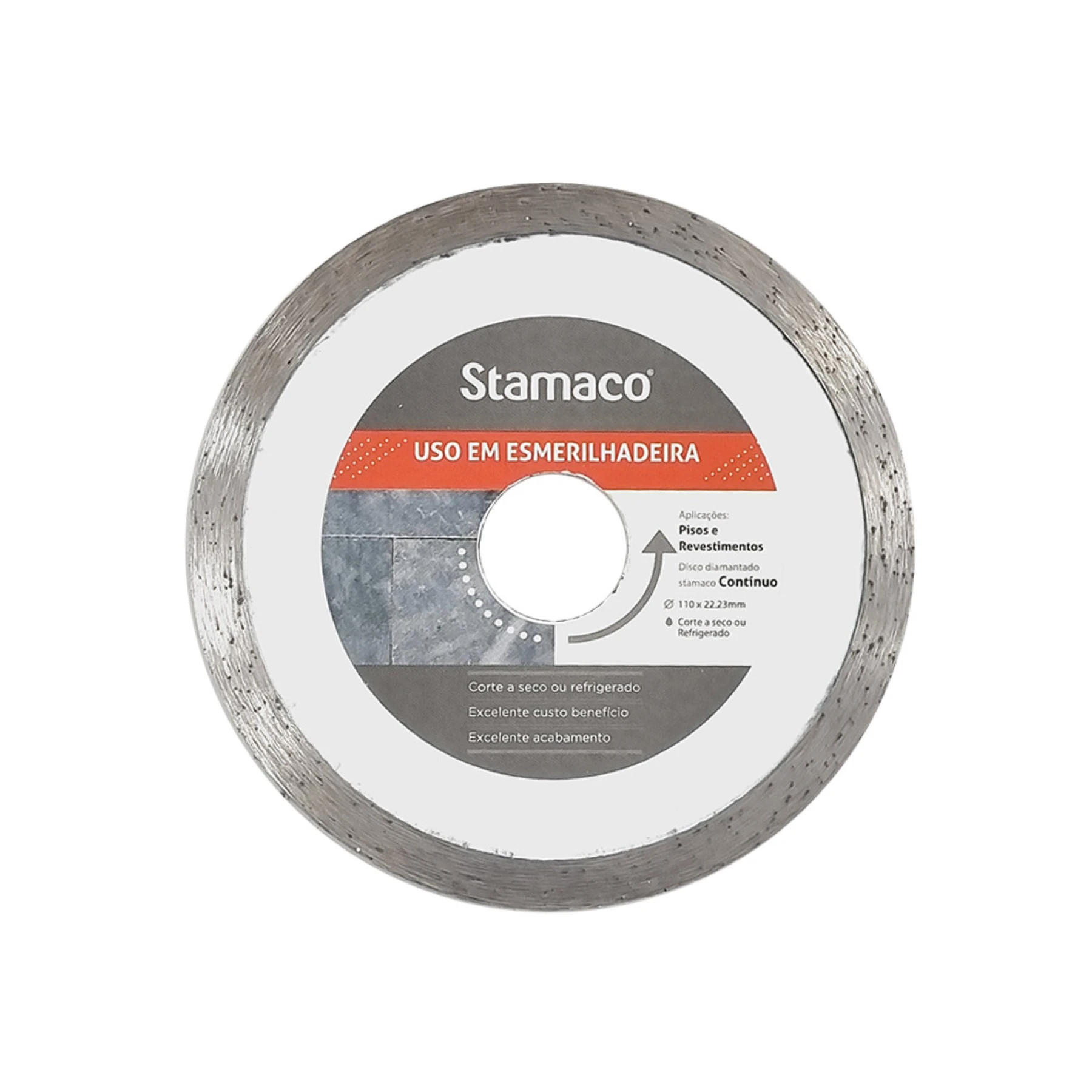 Disco de Corte Diamantado para Porcelanato e Cerâmica 4.3/8" 110mm 1 unidade Stamaco