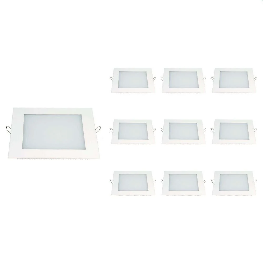 10 Painel De Led Taschibra Quadrado Lux De Embutir 12w 3000k Bivolt
