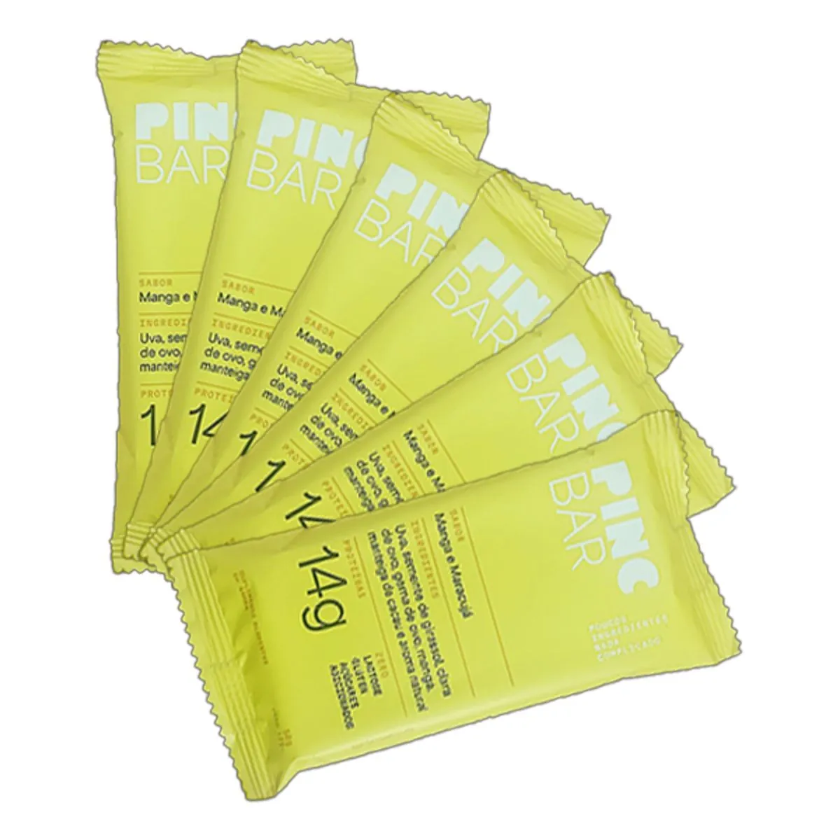 Kit 6X: Barra de Proteína Maracujá e Manga Sem Açúcar Pinc Bar 50g