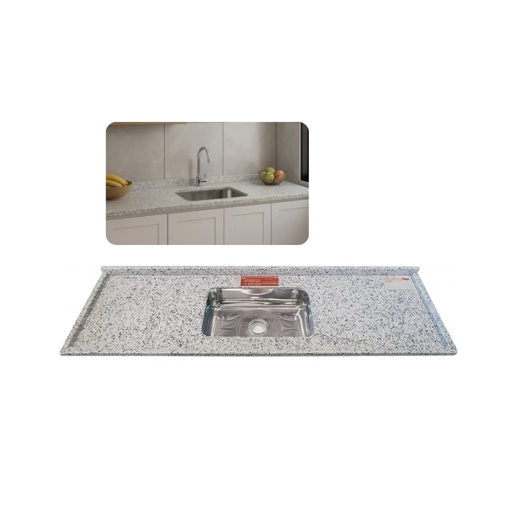 Pia Cozinha Granito Portinari 120cm Cuba Inox Rasa Simples Portinari