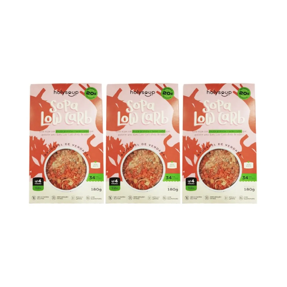 Kit 3X: Sopa Low Carb Sem Glúten Holysoup 180g
