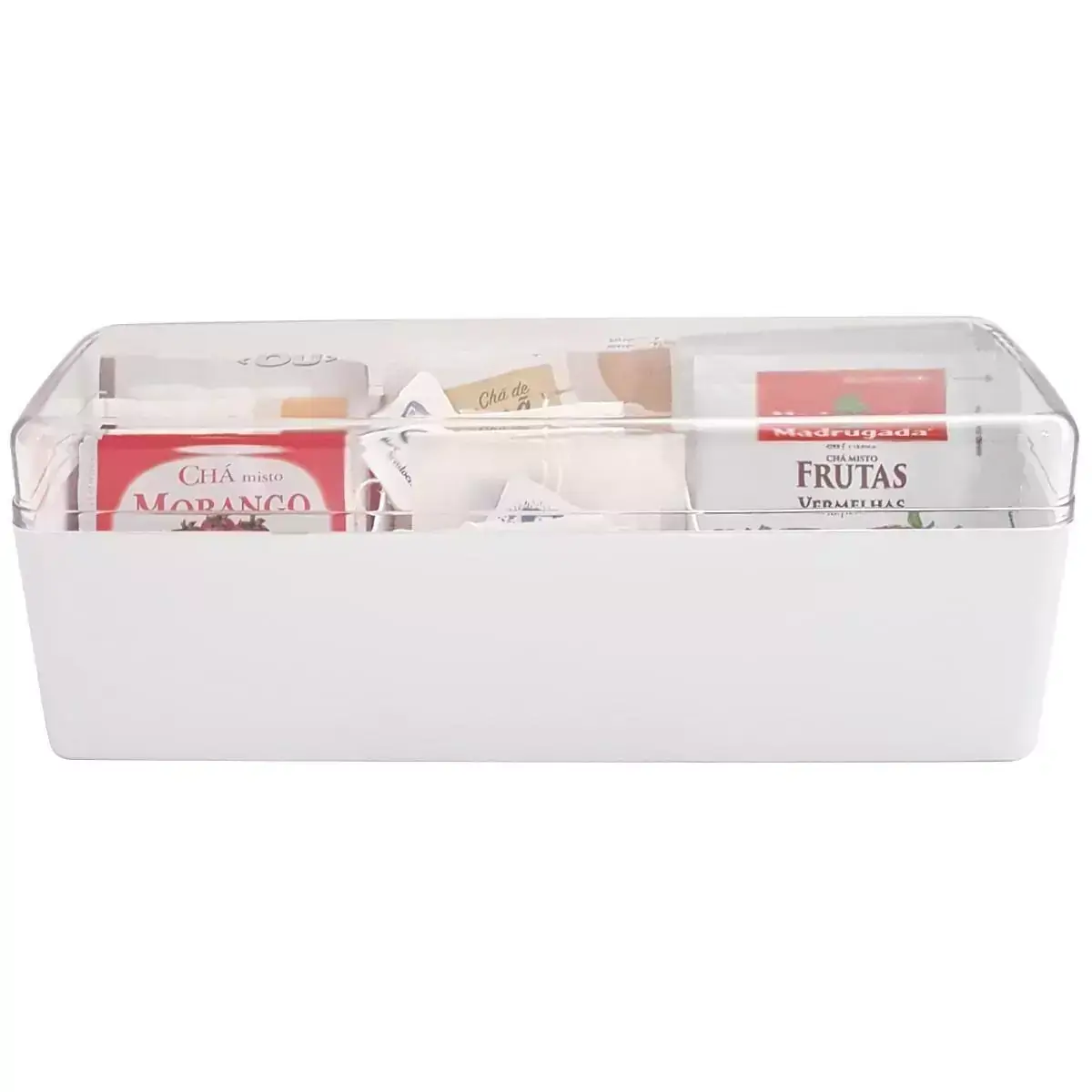 Suporte Porta Sachês Com Tampa Chá Açúcar Sal Molhos Bistrô Branco