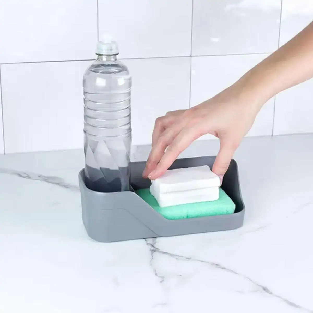 Organizador de Pia Porta Detergente Esponja e Sabão Trium Compacto Ou Azul Glacial