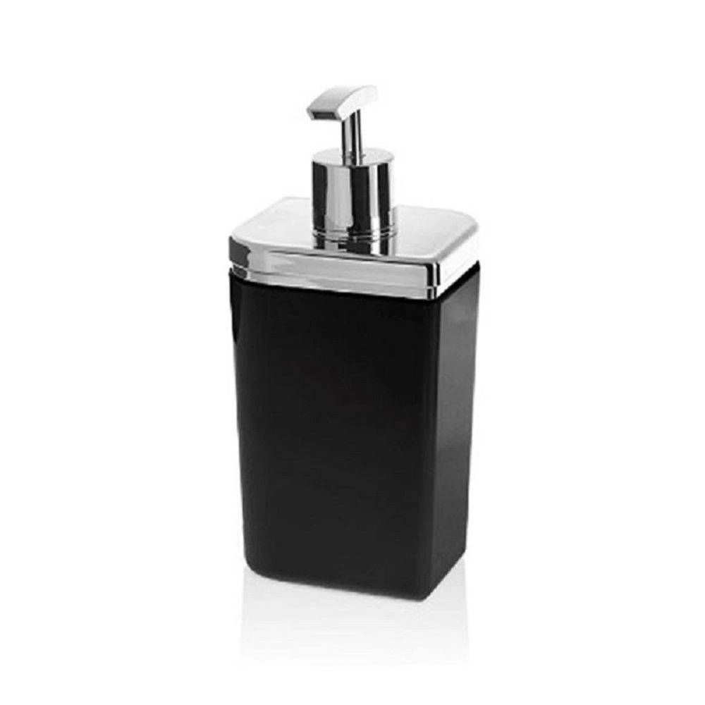 Porta Sabonete Liquido Cromo Petala Preto E Prata Ou