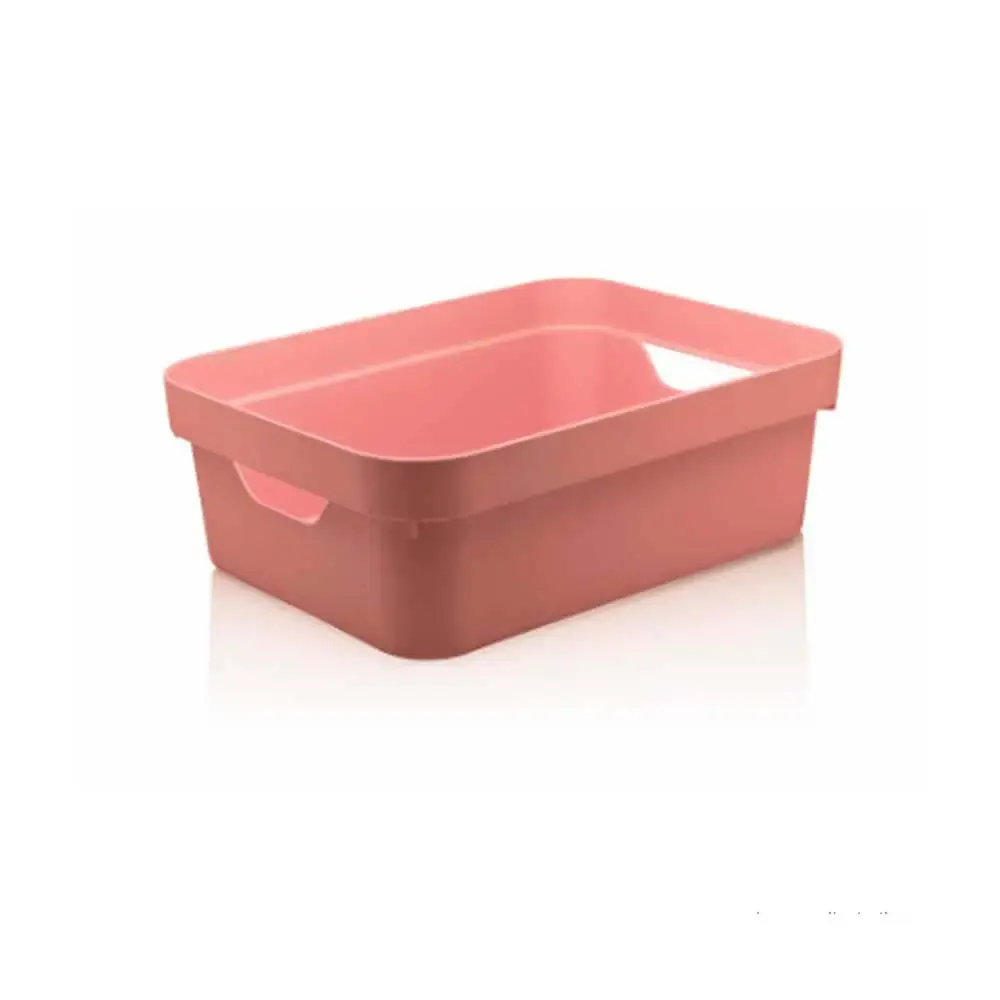 Caixa Organizadora Cube Média 10,5L Plástico com Alças Laterais Rosa Quartzo OU