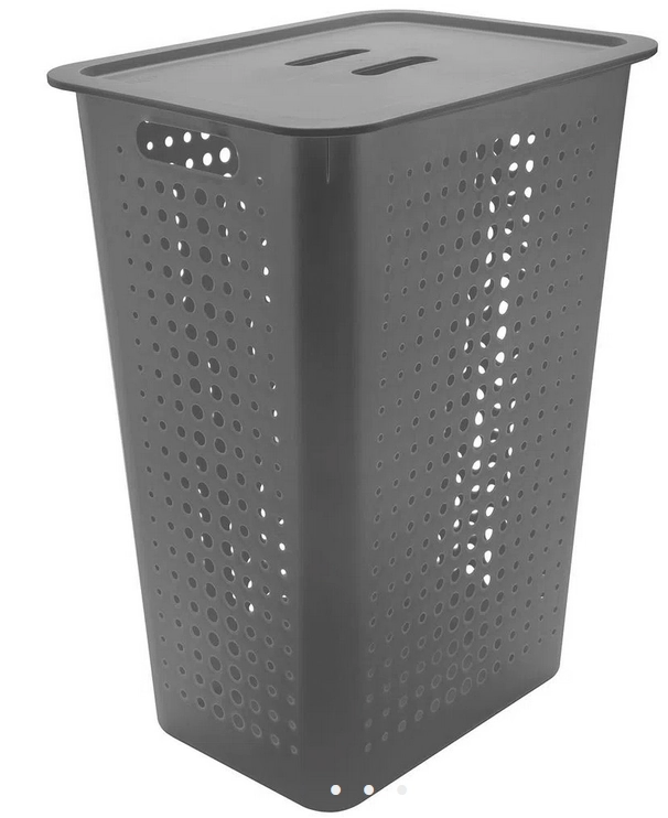 Cesto Para Roupas Organizador Lavanderia 47 Litros Plástico Chumbo