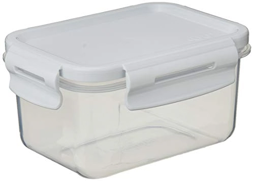 Pote Hermético 560ml Retangular Trava Click Mantimentos Branco